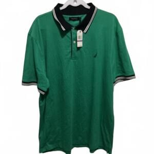 Nautica Men's Polo Shirt XXL Green Peppergren with Black Collar